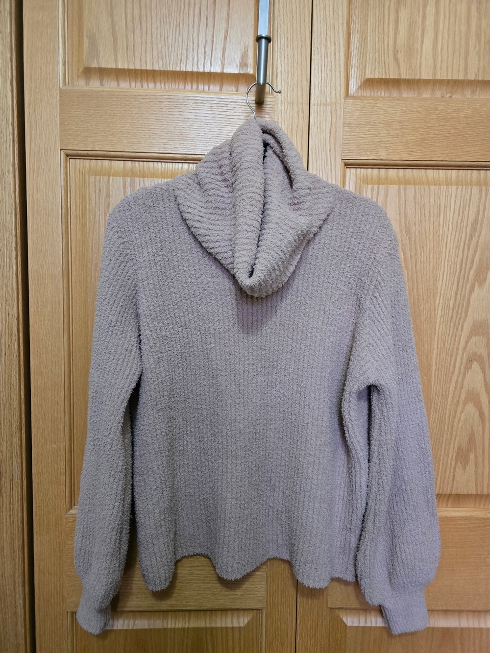 Cozy Taupe Cowl-Neck Women's Sweater